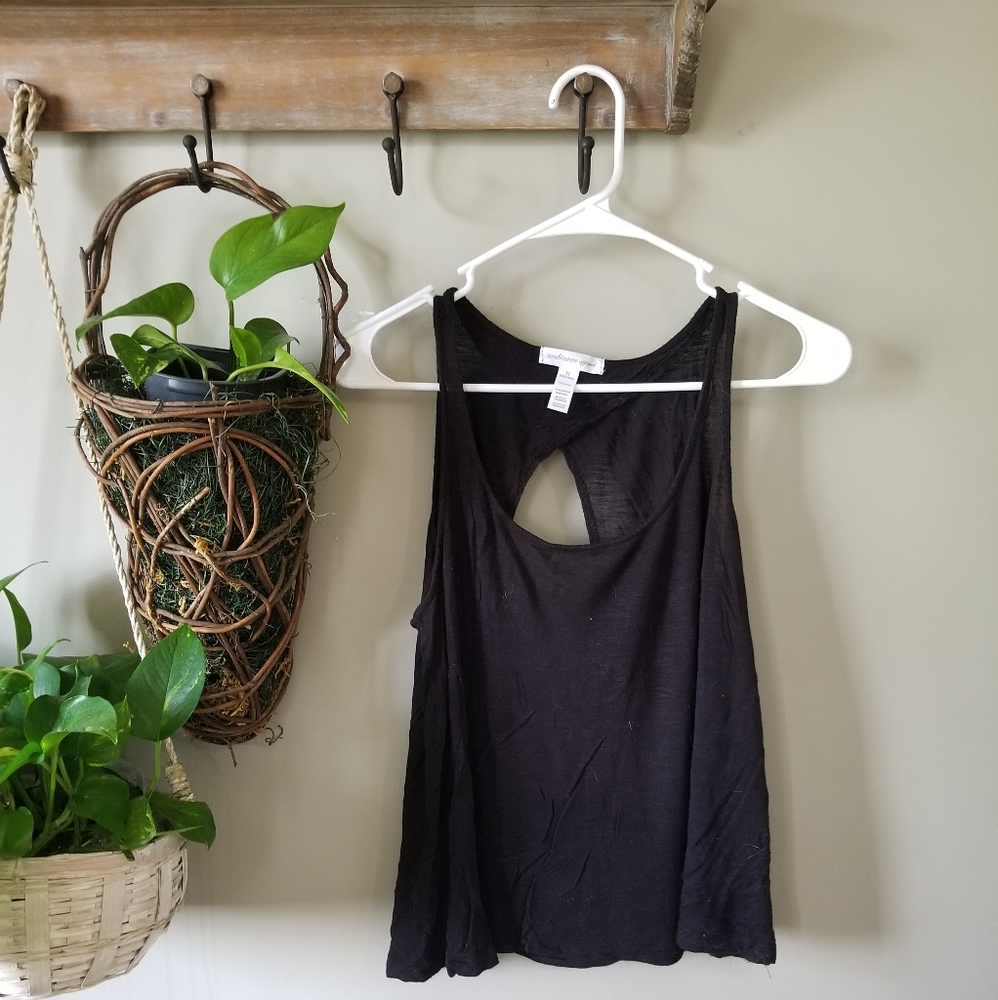 Black Ambiance Apparel Tank w/cutout back